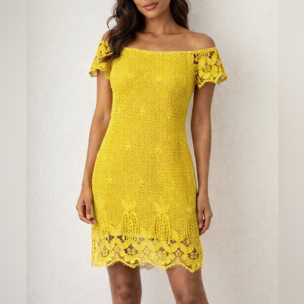 Jen's Pirate Booty Yellow Lace Mini Dress